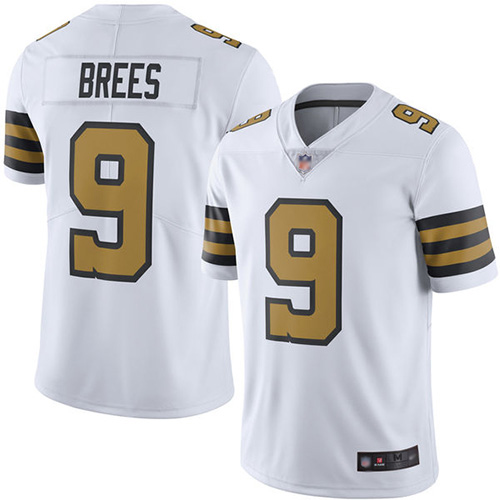 Men New Orleans Saints Limited White Drew Brees Jersey NFL Football #9 Rush Vapor Untouchable Jersey